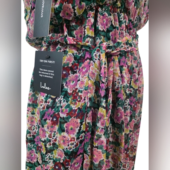 Lulus Flow With Me Black Floral Print Wide-Leg Jumpsuit Size Medium - Picture 6 of 9